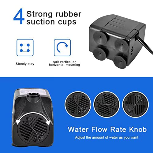 15W 1000L/H Submersible Fountain Water Pump with 12 Colorful LED Lights, Mushroom and Blossom Spray Head for Fountain,Pond,Outdoor Water Feature, Statuary Gardens,Aquarium Fish Tank