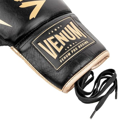 Venum Hammer Pro Boxing Gloves - color: Black/Gold, size: 8oz XL, style: Laces