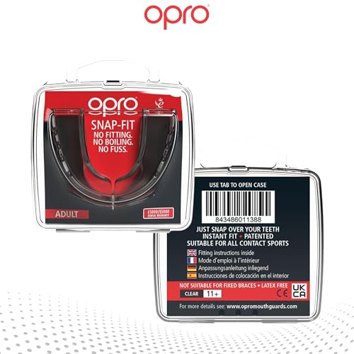 OPRO Snap-Fit Mouth Guard, Instant Fit (Clear) Adult - color: Clear, size: Adult (Age 11+)