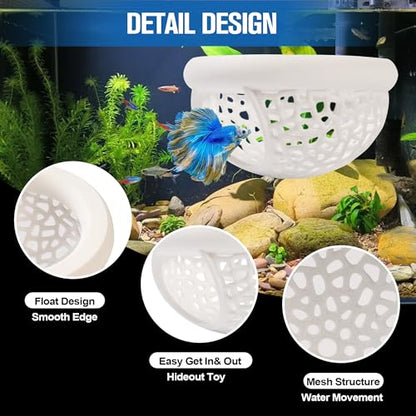 Floating Betta Hammock, Aquarium Floating Betta Fish Cave & Hammock, Shrimp Hide, Feeding and Resting Shelter (M) - color: White, size: Medium