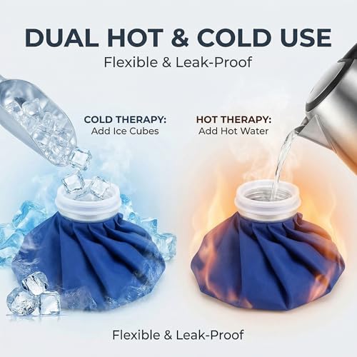 Reusable Ice Pack for Injuries, Hot and Cold Therapy Bag with Wide Mouth Cap, Cold Compress and Hot Water Bag for Knee, Shoulder, Back, Neck Pain Relief, Sprains, Swelling, Sports Injury