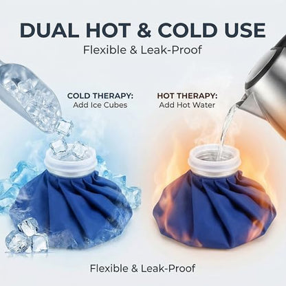 Reusable Ice Pack for Injuries, Hot and Cold Therapy Bag with Wide Mouth Cap, Cold Compress and Hot Water Bag for Knee, Shoulder, Back, Neck Pain Relief, Sprains, Swelling, Sports Injury