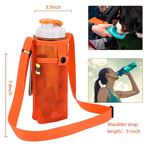 Tainehs Water Bottle Holder Carrier with Adjustable Shoulder Strap - Beach & Sports Bottle Bag for Hiking, Gym, Camping, Walking, Travel - color: Black/Navy Blue