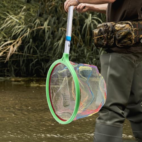 Abaodam Rainbow EVA Fishing Net Fish Tank Mesh Net 25Cm Nano Scoop for Aquarium Cleaning and Shrimp Fish Tank Use