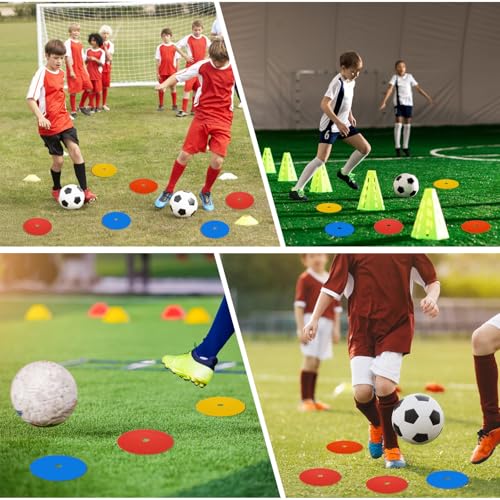24 Packs 6 Inch Flat Cones, Spot Markers, Soccer Cones, Field Court Markers, Flat Discs, Soccer Training Equipment, Agility Practice, Football