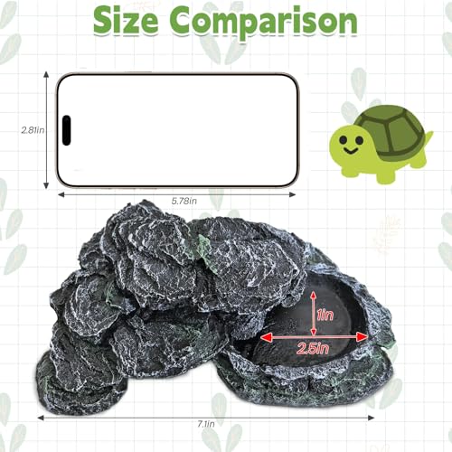 Reptile Hide Resin Turtles Dock for Aquarium (Size: 7.1 x 4.7 x 2.7 inches), Turtle Basking Platform for Small Size Snake Crested Gecko Lizard Frogs Newts