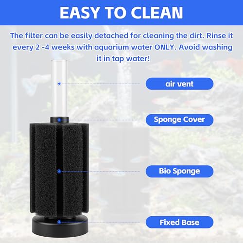 3 Pack Bio Sponge Filter for Aquarium – Up to 20 Gallons, Ideal for Betta, Fry, Shrimp & Small Fish