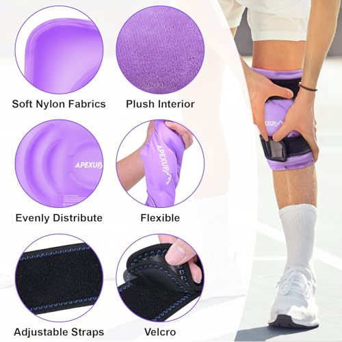 APEXUP Ice Pack for Knee Pain Relief, Large Reusable Wrap After Surgery, Flexible Gel Cold Pack for Injuries, Pain Relief for Back, Shoulder, Elbow, Ankle and Leg (Purple, L, 2PK) - size: Large-2PK, style: Purple