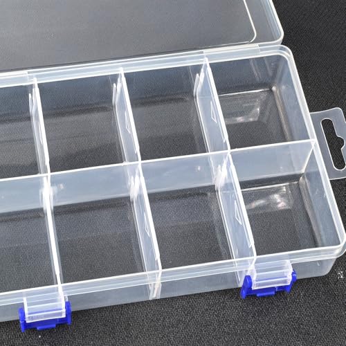 Plastic Organizer Box with Dividers 2-Pack, Clear Bead Storage Organizer, Adjustable Compartments for Small Parts, Bead Storage Containers for Crafting, Jewelry, Sewing, DIY Accessories