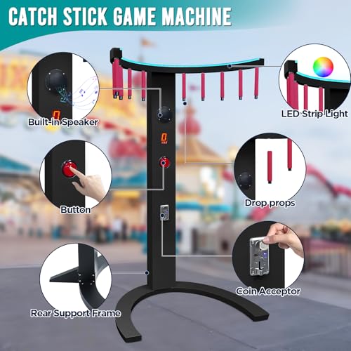 Hand Eye Coordination Training Game, Catch Stick Arcade Game Machine - color: Black