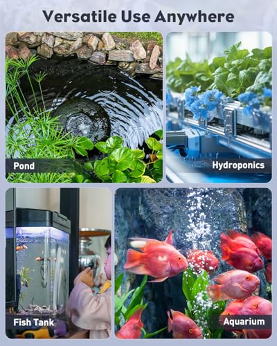Pawfly Aquarium Air Pump, 80 GPH Fish Tank Air Pump up to 70 Gallons, Ultra Quiet Adjustable Oxygen Pump with Airline Tubing, Air Stone & Check Valve, Aerator for Fish