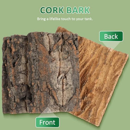 Totority Cork Bark Background 4-Piece Natural Cork Bark Sheets 3D Terrarium Backdrop for Bearded Dragon Gecko Lizard Frog Tank or Aquarium, Easy-Place Reptile Habitat Decor