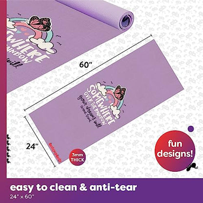 Antsy Pants Kids Yoga Mat - Non-Slip Exercise Mat, 60" x 24", 3mm - color: Rainbow