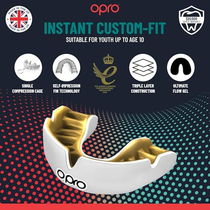 OPRO Instant Custom Fit Moldable Mouth Guard, Dentist Level, Clear/Gold - color: Clear/White, size: Adult (10+)