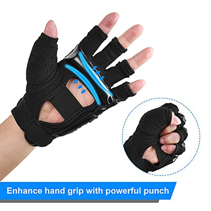 Xinluying MMA Gloves, 8mm EVA Padding, Adjustable Wrist Strap, Women & Kids - color: Black, size: XX-Large