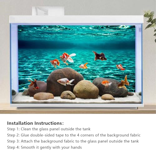 YongFoto Fish Tank Background 72x18 inch Turquoise Clear Water Ripple Lakebed Undersea Ocean Floor Underwater Seabed Polyester Backdrop Reptile Habitat Terrarium Aquarium Background