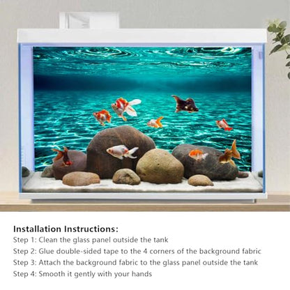 YongFoto Fish Tank Background 72x18 inch Turquoise Clear Water Ripple Lakebed Undersea Ocean Floor Underwater Seabed Polyester Backdrop Reptile Habitat Terrarium Aquarium Background
