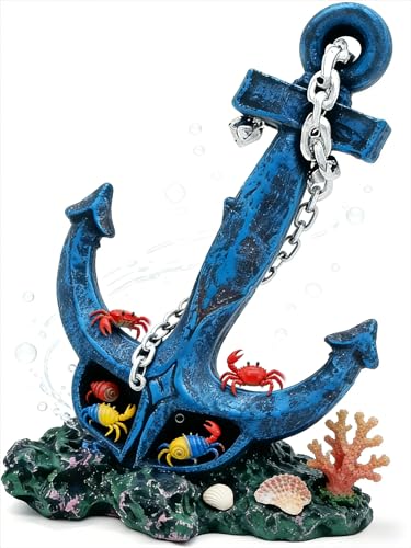 Aquarium Ship Anchor Decor, Realistic Resin Fish Tank Ornament, Perfect Underwater Decoration for Freshwater & Saltwater Aquariums