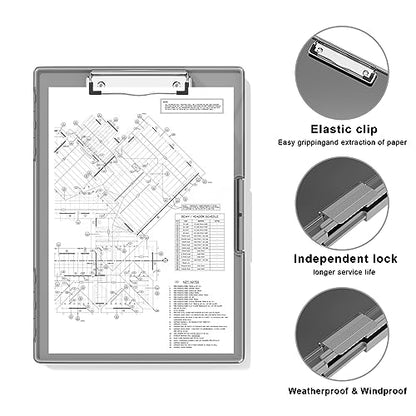 Hongri Clipboard with Storage, Grey 8.5 x 11 Clip Board, Dual Compartmen - color: Grey
