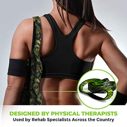 Stretching Strap for Physical Therapy, 12 Multi-Loop Stretch Strap 1.5" W x 8' L, Neoprene Handles, Physical Therapy Equipment, Yoga Straps for Stretching, Leg Stretcher. - color: Camo