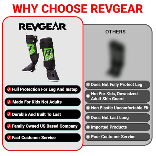 Revgear Kids Combat Series Shin Guards | High Performance Foam Padding | Durable and Lightweight - color: Black, size: Small