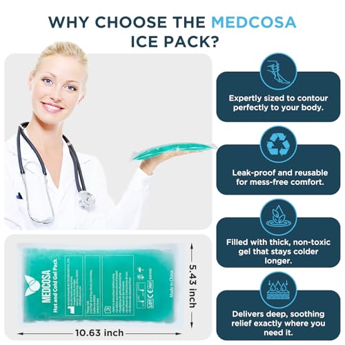 Medcosa Large Flexible Sport Ice Pack (10.6" x 5.4") | Any Ache, Any Pain, We’ve Got You Covered | Extra Large Cold Reusable Pack | Ideal for Sport Injuries, R.I.C.E Treatment & Back Ailments