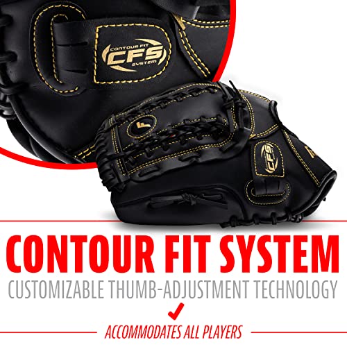 Franklin Sports Field Master Baseball Glove - color: Black/Gold, style: 12" - Trapeze Web