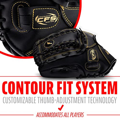 Franklin Sports Field Master Baseball Glove - color: Black/Gold, style: 12" - Trapeze Web