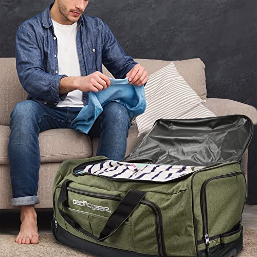 Pacific Gear Duffel Bag with Rolling Wheels - color: Green, size: 30 inch