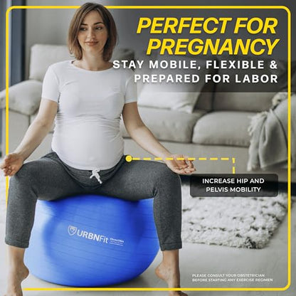 URBNFit Yoga Ball - Anti-Burst Exercise Ball Large - color: Blue, size: XL (28" - 30") 75cm