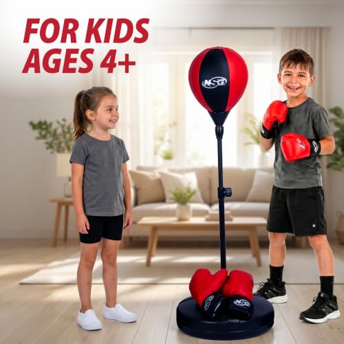 Punching Bag for Kids & Boxing Gloves Set - Adjustable Freestanding Speed Bag with Spring-Loaded Stand, Junior Boxing Gloves & Hand Pump - Portable, Easy Assembly for Boys, Teens, Toddlers Ages 4+ - size: Large