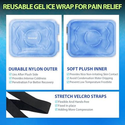Ice Packs for Injuries Reusable Knee Gel Ice Pack Wrap for Swelling Blue | Pliable Low-Freeze Gel, Multi-Joint Pain Relief, Hands-Free Secure Strap, Accelerated Recovery Tool, Large - color: 1pc Knee Ice Wrap-blue