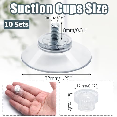 10 Pack 32mm Suction Cups with Screws Nut, Clear PVC Sucker Pads Holder, Strong Sucker Suction Cup Holder for Window, Bathroom Wall, Car Shade, Home Decoration - size: 32mm