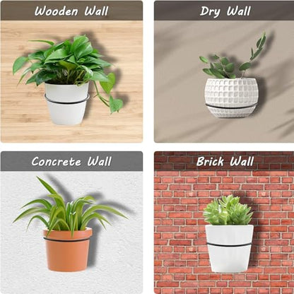 Jiozermi 6 Pack 4 inch Flower Pot Holder Ring, Flower Pot Holder Ring Wall Mounted Set Wall Mounted Metal Planter Hanger Matte Black Hanging Plant Holders - size: 4 Inch-6Pcs
