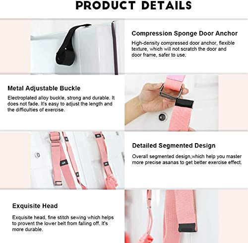 Yoga Fitness Stretching Strap, Adjustable Leg Stretcher Back Bend Assist Trainer, Improve Leg Waist Back Flexibility Home Gym Equipment for Rehab Pilates Ballet Cheerleading Splits Gymnastics - color: pink