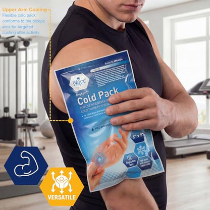 MED PRIDE Disposable Instant Cold Packs for First Aid, Pain Relief, Swelling, Sprains, Injuries, No Freezer Needed (6x9 Inch (Pack of 24) Clear) - size: 6 X 9 Inch (Pack of 24)