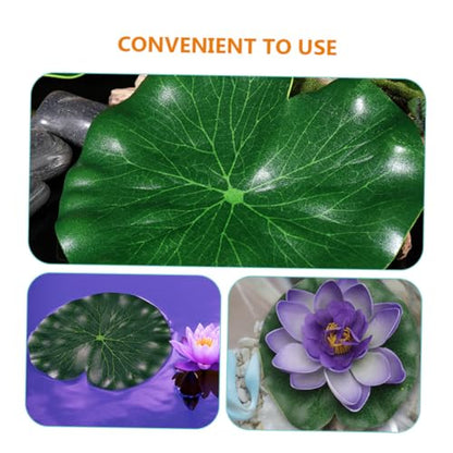 10pcs Simulated Lotus-Leaf Ornaments 17cm Floating Pond Decoration Photo Props Artificial Water Lily Pads for Fish Ponds Aquarium Home Garden Display
