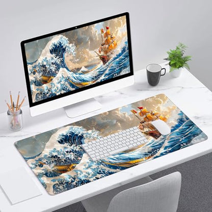 Anime Pirate Ship Desk Pad Mouse Pad The Great Wave Off Kanagawa Mouse Pad Large Mousepad Extended Laptop Keyboard Mat Gaming Desk Pad Mouse Mat Office Computer Keyboard Laptop Home 31.5"x11.8" - color: Anime Pirate Ship_009, size: 11.8" x 31.5"
