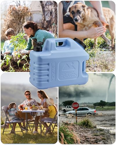 UPWOIGH 3.5 Gallon Water Jug, Light Blue Leakproof Water Container with Spigot, Modern Nature-Inspired Front Carving, Thickened BPA-Free Multifunction Outdoor & Emergency Camping Overlanding Gear - color: Light Blue, size: 448 Ounces