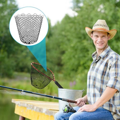 2 Pcs Replacement Rubber Fishing Net Diameter Fishing Landing Net Black Fish Netting Without Handle Replacement Fishing Net Foldable Mesh Net for Freshwater Saltwater (21.5 x 19.7 Inch)