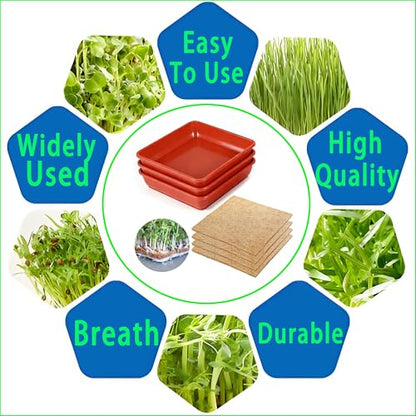 Microgreens Growing Trays Kit –3 Pack (12 x 12) in MicroGreen Grow Trays with 4 Hemp Fiber Grow Mats, 10 x 10 x 1.8 Inch Seed Starter Trays for Growing Microgreens, Indoor Gardening - size: MIX