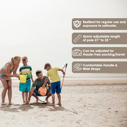 VOS Sand Sifter 2-Pack + Mesh Collection Bag | Adjustable Handle 21"–33" | Beach Scoop for Seashells, Shark Teeth & Sea Glass | Stainless Steel, Rust-Resistant | Beachcombing Kit – KOVO Coral