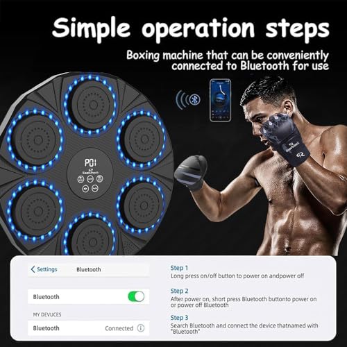 Music Boxing Machine,Wall-Mounted Music Boxing Machine for Adults and Kids with 2 Pairs Boxing Gloves and Hair Band, Interactive Boxing Target Workout Equipment for Home, Gym, and Office