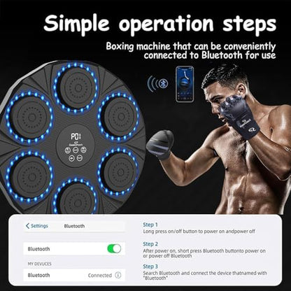 Music Boxing Machine,Wall-Mounted Music Boxing Machine for Adults and Kids with 2 Pairs Boxing Gloves and Hair Band, Interactive Boxing Target Workout Equipment for Home, Gym, and Office