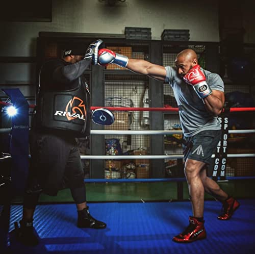 RIVAL Boxing RS100 Professional Lace-Up Sparring Gloves, Handcrafted with Super-Rich Microfiber PU, Ergonomically Designed to Perfectly Fit Your Hand - color: Red/Silver, size: 16 oz.