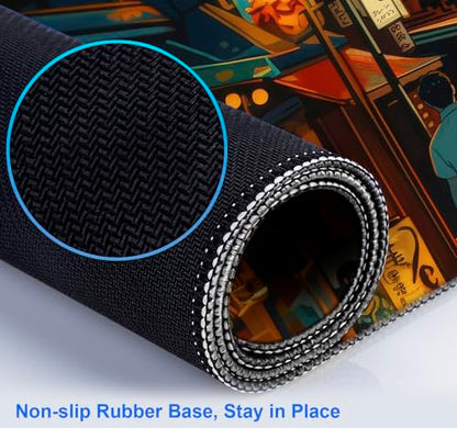 Cute Japanese Street Keyboard Desk Mat, Tokyo Night View Computer Mouse Mat | The Surface Of The Mouse Pad Is Designed With Fiber Woven Material, And The Base Is Made Of Natural Anti Slip Rubber. - color: Tokyo Street