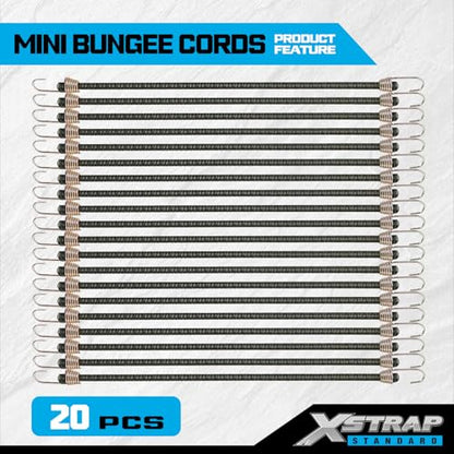 XSTRAP STANDARD 20 Pcs Mini Bungee Cords with Hook, 10-Inch Elastic Straps - color: Camouflage
