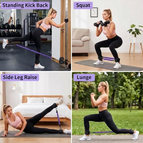 Pedal Resistance Band with Handle, Multifunctional Home Gym Set - color: Purple