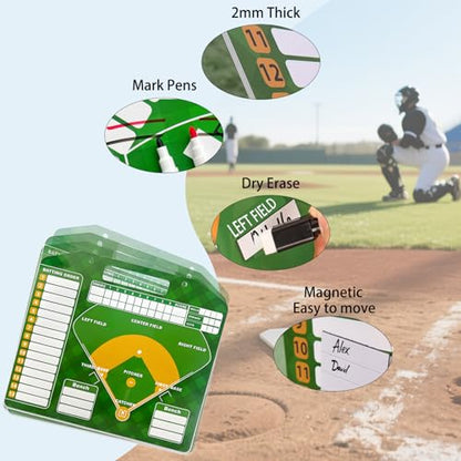 Magnetic Baseball Lineup Board for Coaches - Professional Dugout Clipboard with Dry Erase Whiteboard, 30 Magnets, 12 Tokens & Carry Case | Coaching Accessories for Baseball/Softball - style: With a handbag