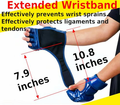 MMA Gloves Grappling Sparring, Mixed Martial Arts Mitts Men Women Boxing Gloves, Combat Sports Training, Muay Thai, Kickboxing, Open Palm Training Gloves for Grappling - color: Blue with tiger claw patterns